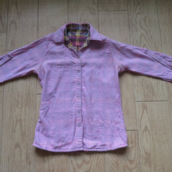 Ralph Lauren Polo Reversible Pink Plaid Snap Blouse Size S - Picture 10 of 11